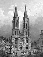 Cathédrale de St Lô vers 1860 par Ludwig Robock - gravure reproduite et restaurée numériquement par © Norbert Pousseur