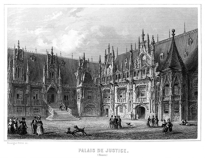 Palais de Justice de Rouen par Rouargue - gravure reproduite et restaurée numériquement par © Norbert Pousseur