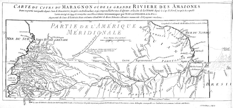 L'Amazonie d'après La Condamine, en 1743 - reproduction © Norbert Pousseur