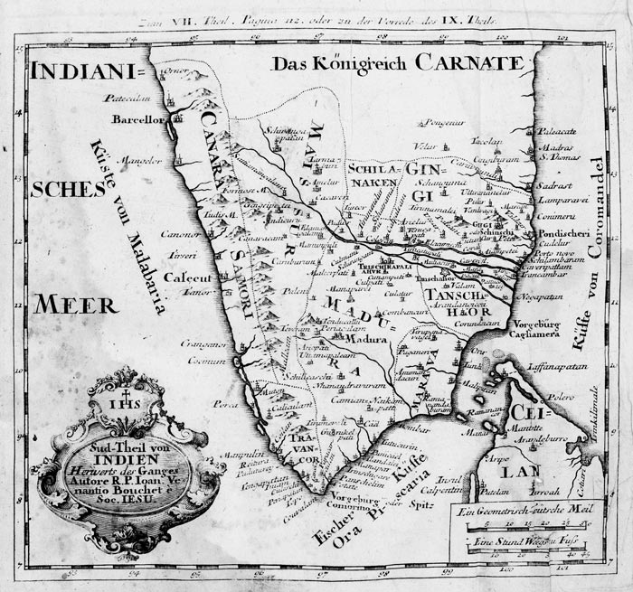 L'Inde et le royaume de Carnate en 1700 - reproduction © Norbert Pousseur