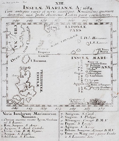 Les îles Mariannes en 1700 - reproduction © Norbert Pousseur