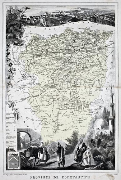 Carte de la province ou département de Constantine en 1883 - gravure reproduite et restaurée numériquement par © Norbert Pousseur