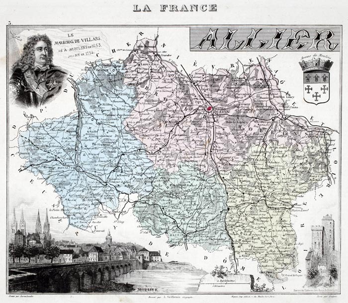 carte de l'Allier - reproduction © Norbert Pousseur