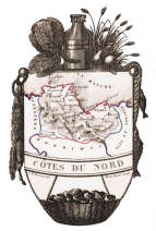 Zoom sur Carte succinte des Côtes d'Armor vers 1830 - gravure reproduite et restaurée numériquement par © Norbert Pousseur