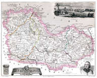 Zoom sur Carte du département des Côtes d'Armor en 1851 - gravure reproduite et restaurée numériquement par © Norbert Pousseur