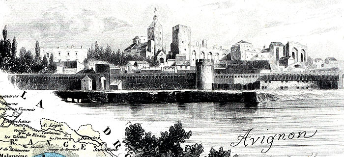 Gravure de la ville d'Avignon, en 1883