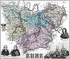 Zoom sur Carte du département de l'Eure en 1883 - Vuillemin - gravure reproduite et restaurée numériquement par © Norbert Pousseur