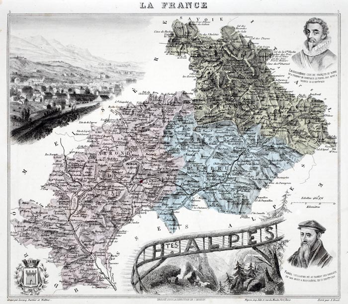 Carte des Hautes-Alpes - gravure reproduite et restaurée numériquement par © Norbert Pousseur