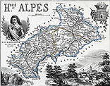 Pour zoom, Carte des Hautes-Alpes des 1851 - reproduction © Norbert Pousseur