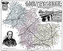 Zoom sur Carte du département de Loir et Cher en 1883 - gravure reproduite et restaurée numériquement par © Norbert Pousseur