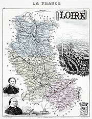 Carte zoomable du département de la Loire de Vuillemin - édition 1883 - reproduction © Norbert Pousseur