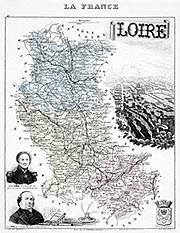 Carte zoomable du département de la Loire de Vuillemin - édition 1883 - gravure reproduite et restaurée numériquement par © Norbert Pousseur