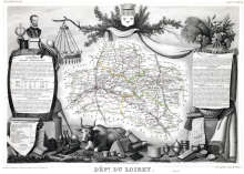 Zoom sur Carte de Levasseur du département du Loiret en 1847 - gravure reproduite et restaurée numériquement par © Norbert Pousseur