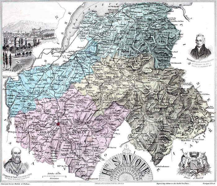 carte de Haute Savoie en 1883 de Vuillemin