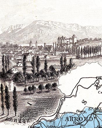 Gravure de la ville d'Annecy, en 1883