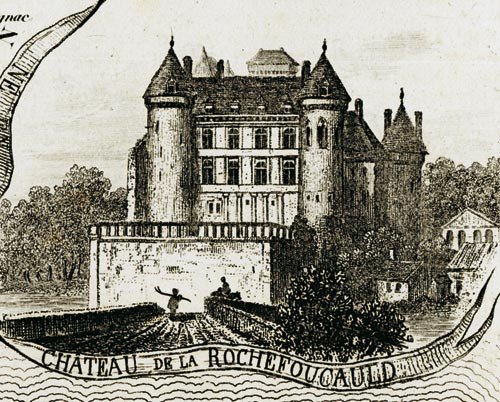 Gravure du château de la Rochefoucauld, en 1883 - reproduction © Norbert Pousseur