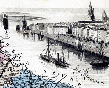 Gravure de la Rochelle, en 1883 - reproduction © Norbert Pousseur