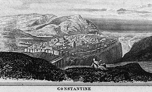 Gravure de la ville de Constantine, en 1883 - gravure reproduite et restaurée numériquement par © Norbert Pousseur