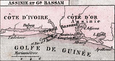 Carte de la Côte d'Ivoire en 1883