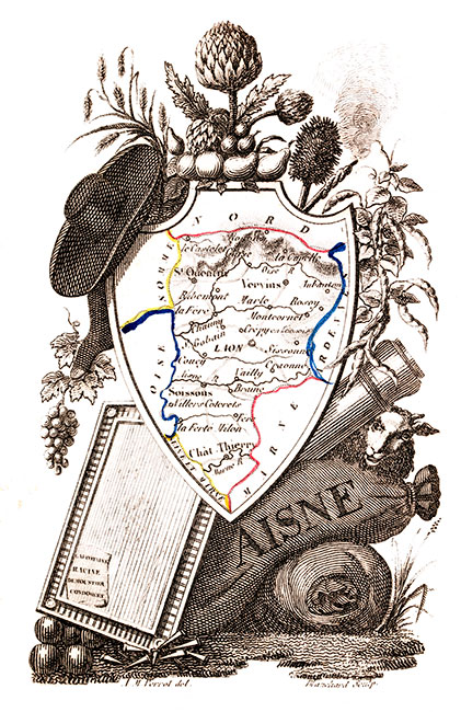 L'Aisne et ses cultures, blé, artichaud, haricots... en 1835 - gravure reproduite et restaurée numériquement par © Norbert Pousseur