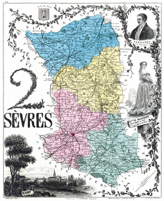 Carte du département des Deux Sèvres en 1883