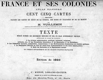 Page de présentation de l'atlas de france de Vuillemin de 1883 - reproduction © Norbert Pousseur