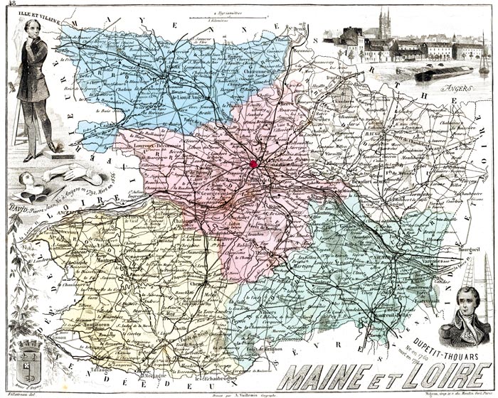 carte de Maine et Loire en 1883 de Vuillemin