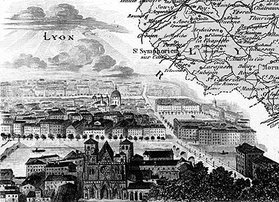 Gravure de la ville de Lyon, en 1883 - reproduction © Norbert Pousseur Gravure de la ville de Lyon, en 1883 - reproduction © Norbert Pousseur