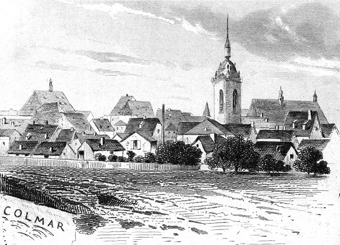 Gravure de la ville de Colmar, en 1883 - reproduction © Norbert Pousseur