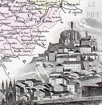Gravure de la ville du Puy, en 1883 - reproduction © Norbert Pousseur