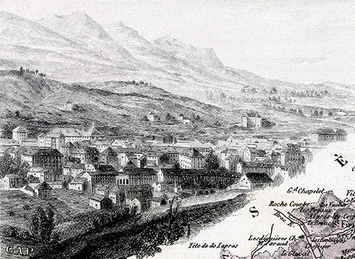 Gravure de la ville de Gap, en 1883 - reproduction © Norbert Pousseur