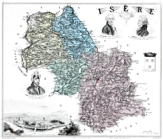 Carte du département de l'Isère