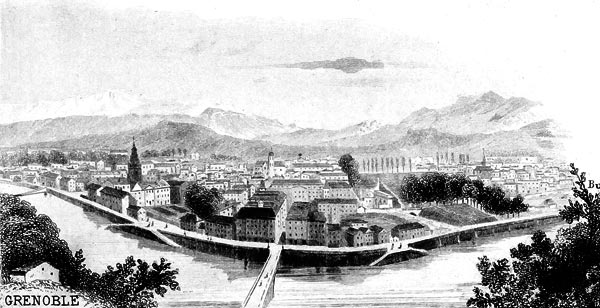 Gravure de la ville de Grenoble, en 1883 - gravure reproduite puis restaurée numériquement par  © Norbert Pousseur