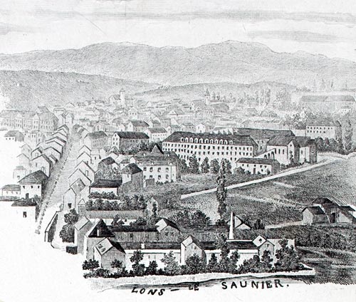 Gravure de la ville de Lons le Saunier, en 1883