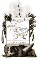 Zoom sur Carte succinte de Loir et Cher vers 1830 - gravure reproduite et restaurée numériquement par © Norbert Pousseur