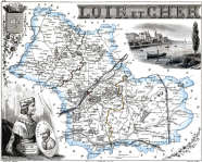 Zoom sur Carte du département de Loir et Cher en 1851 - gravure reproduite et restaurée numériquement par © Norbert Pousseur