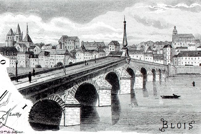 Gravure de la ville de Blois, en 1883