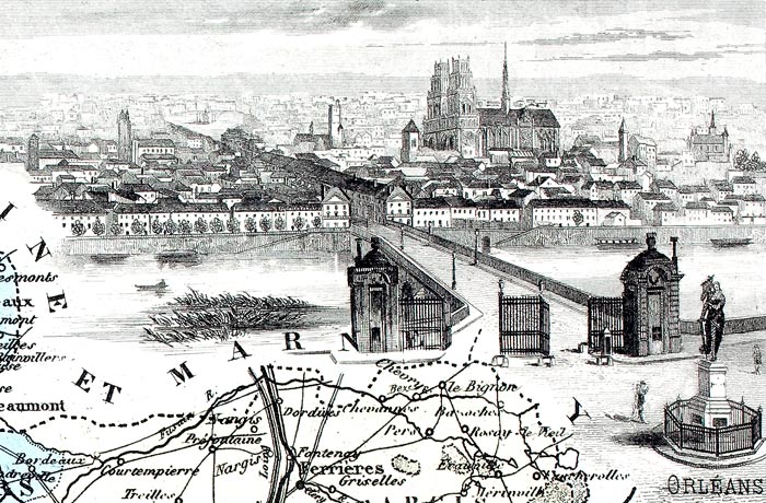 Gravure de la ville d'Orléans, en 1883