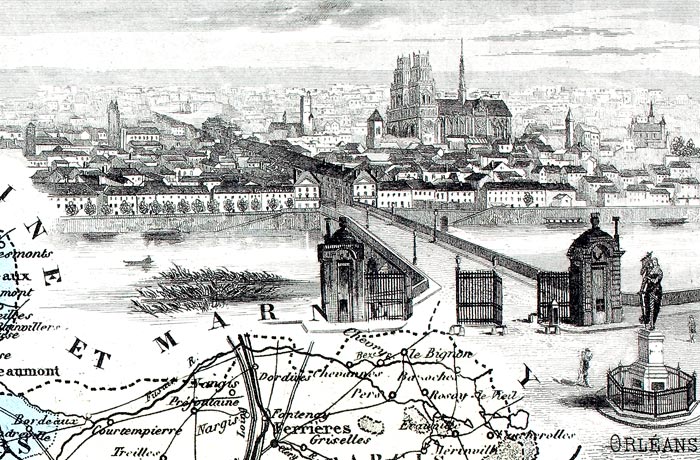Gravure de la ville d'Orléans, en 1883 - gravure reproduite et restaurée numériquement par © Norbert Pousseur
