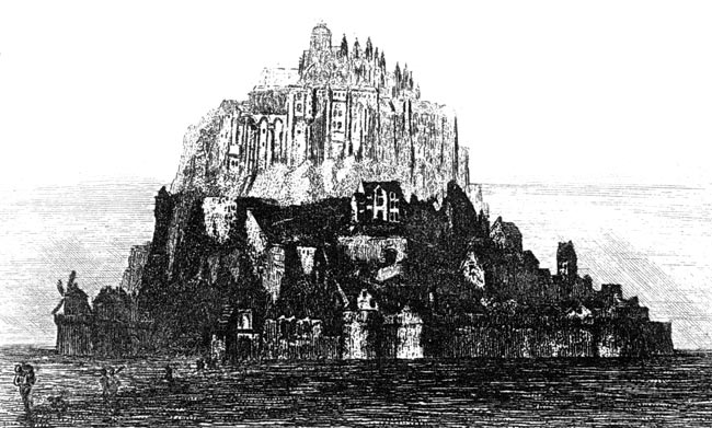 Gravure du Mont St Michel, en 1883 - gravure reproduite et restaurée numériquement par © Norbert Pousseur