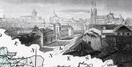 Gravure de la ville de Châlons, en 1883 - reproduction © Norbert Pousseur