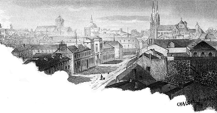 Gravure de la ville de Châlons, en 1883 - gravure reproduite et restaurée numériquement par © Norbert Pousseur Gravure de la ville de Châlons, en 1883 - gravure reproduite et restaurée numériquement par © Norbert Pousseur