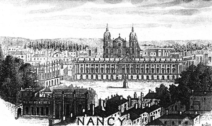 Gravure de la ville de Nancy, en 1883 - gravure reproduite et restaurée numériquement par © Norbert Pousseur