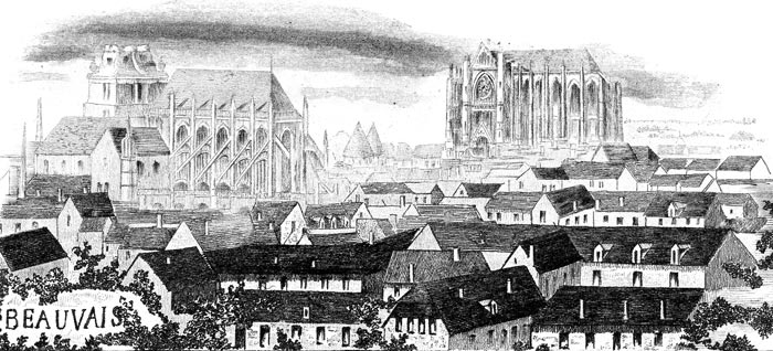 Gravure de la ville de Beauvais, en 1883 - reproduction © Norbert Pousseur