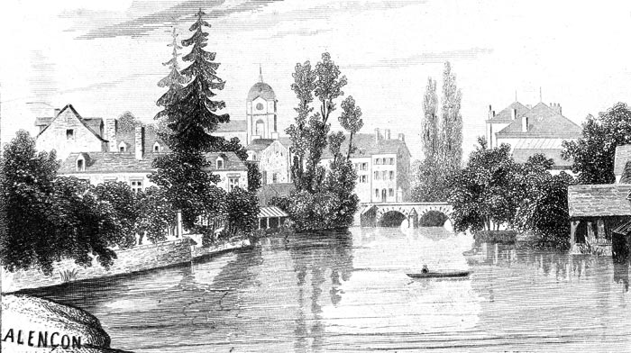 Gravure de la ville d'Alençon, en 1883 - reproduction © Norbert Pousseur