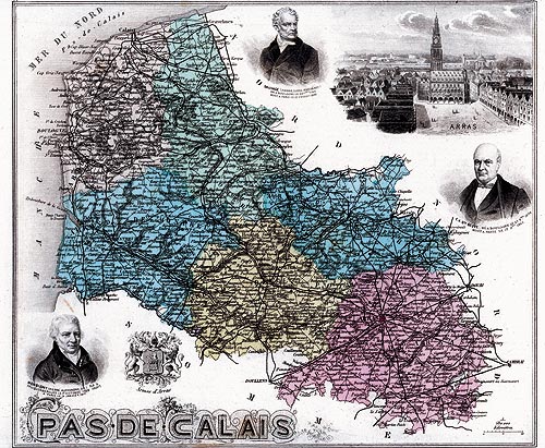carte Département du Pas de Calais en 1883 de Vuillemin