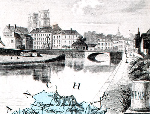 Gravure de la ville de Rennes, en 1883 - reproduction © Norbert Pousseur