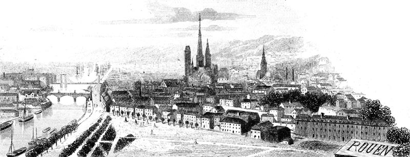 Gravure de la ville de Rouen, en 1883, reproduction Norbert Pousseur