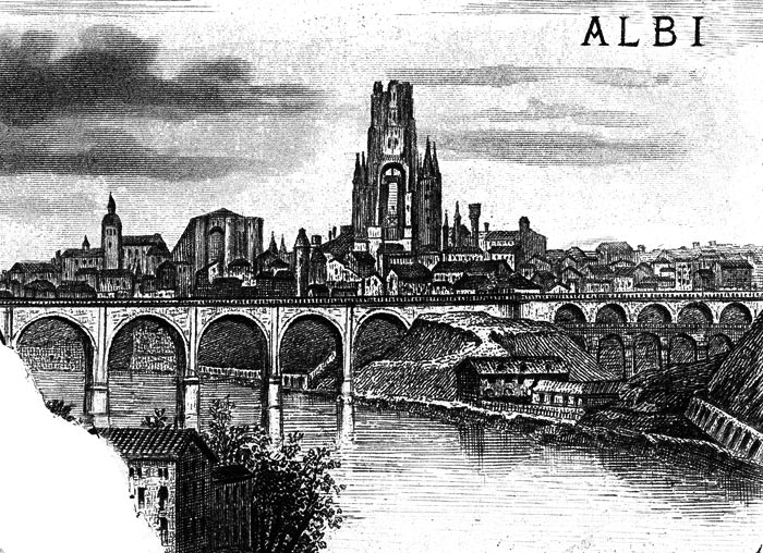 Gravure d'Albi, en 1883 - gravure reproduite et restaurée numériquement par © Norbert Pousseur