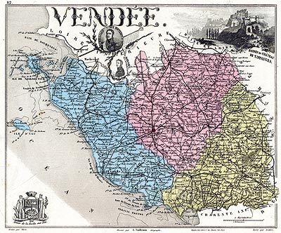 Carte de la  Vendée par Vuillemin - 1883
